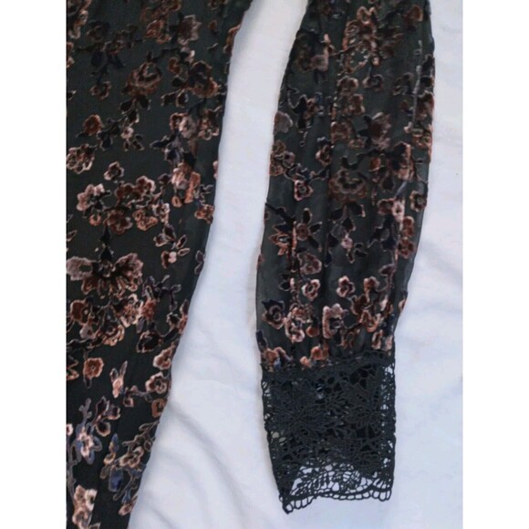 Nanette Lepore Black Floral Rayon Silk Lace Dress Dark Romantic Womens Size 10 - Picture 6 of 13